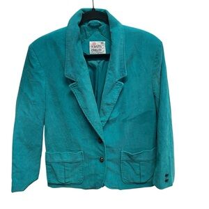Women’s vintage turquoise corduroy blazer jacket size 12